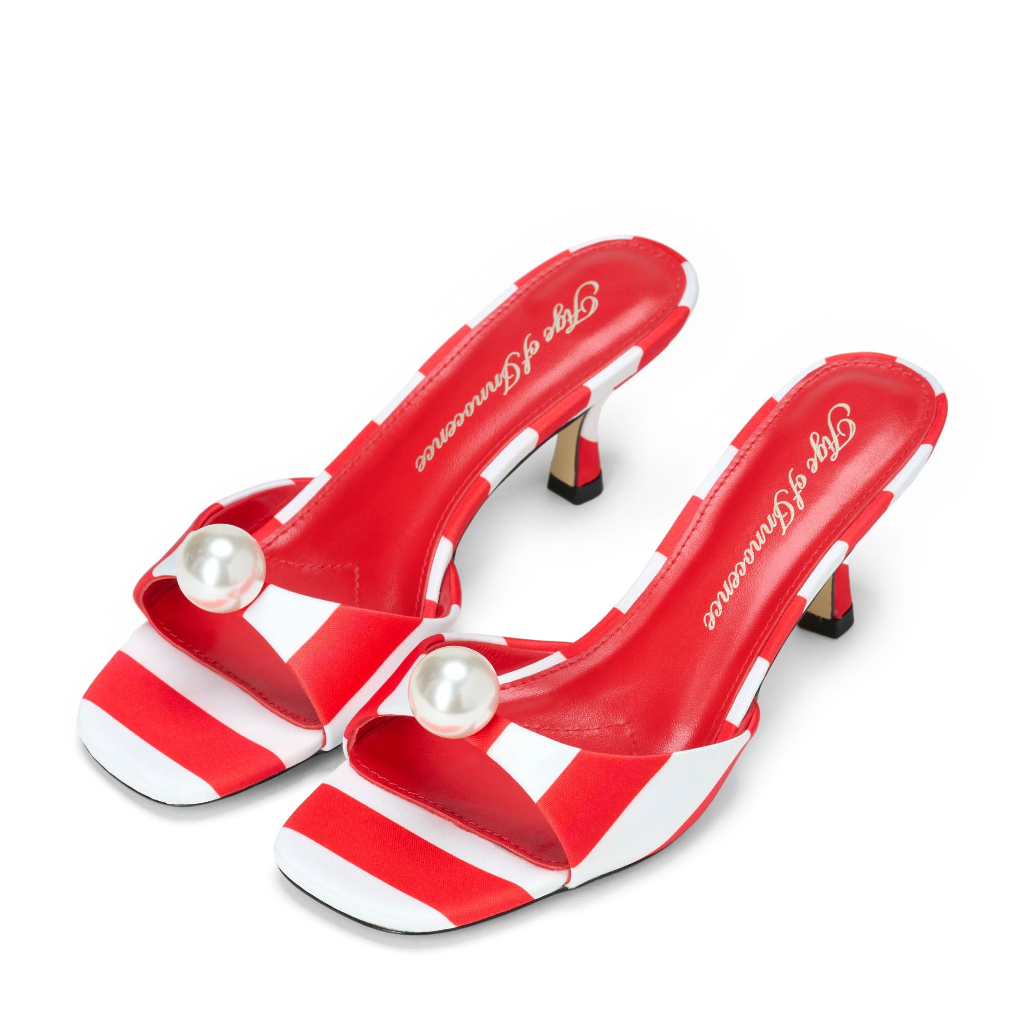 Мюли Sybil Satin Red/White