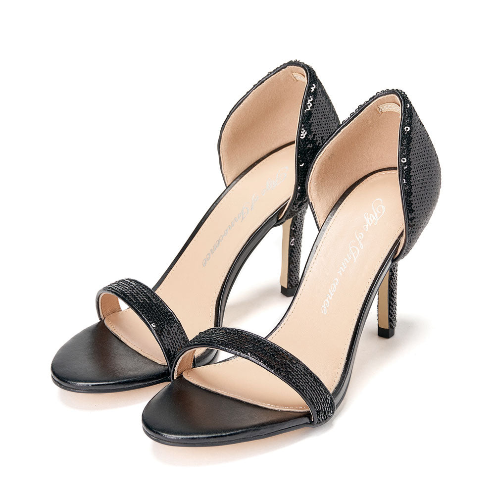 Черные босоножки в пайетках на каблуке Mimi Sequins Black от Age of Innocence.