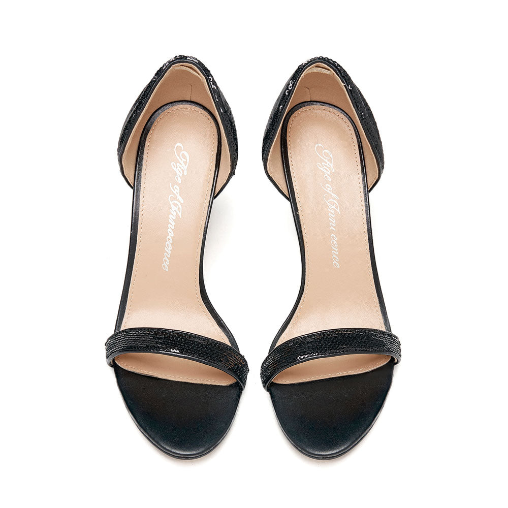 Черные босоножки в пайетках на каблуке Mimi Sequins Black от Age of Innocence.