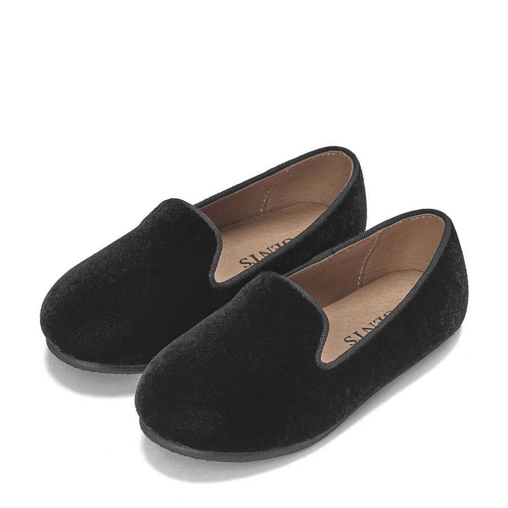 Детские лоферы для мальчиков Milo Velvet чёрные бархатные || GENTS by Age of Innocence