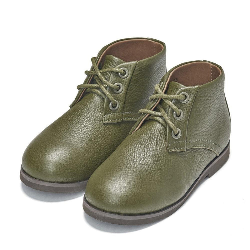 Детские ботинки для мальчиков Jack зелёные кожаные || GENTS by Age of Innocence